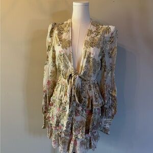 HEMANT & NANDITA Floral Ruffle Dress